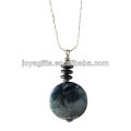 Chaîne en argent avec forme naturelle forme ronde agate collier pendentif collier en pierre semi-précieuse